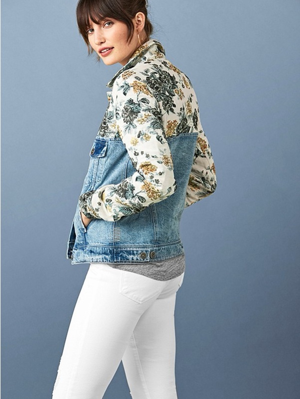 PAIGE Floral Mix Denim Jacket - Like New!